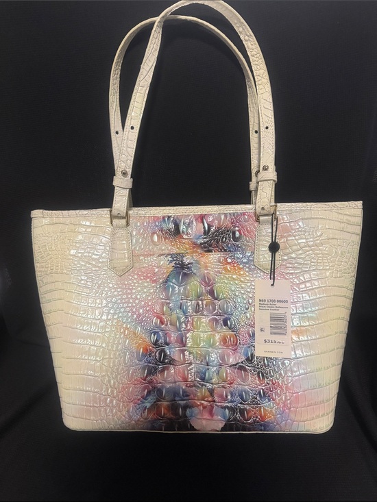Brahmin Handbags - Brahmin Iridescent White Croc-Embossed Tote with Rainbow Center